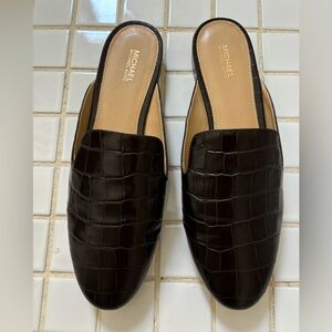 Michael Michael Kors Natasha Croc Print Mule Black, Size 10